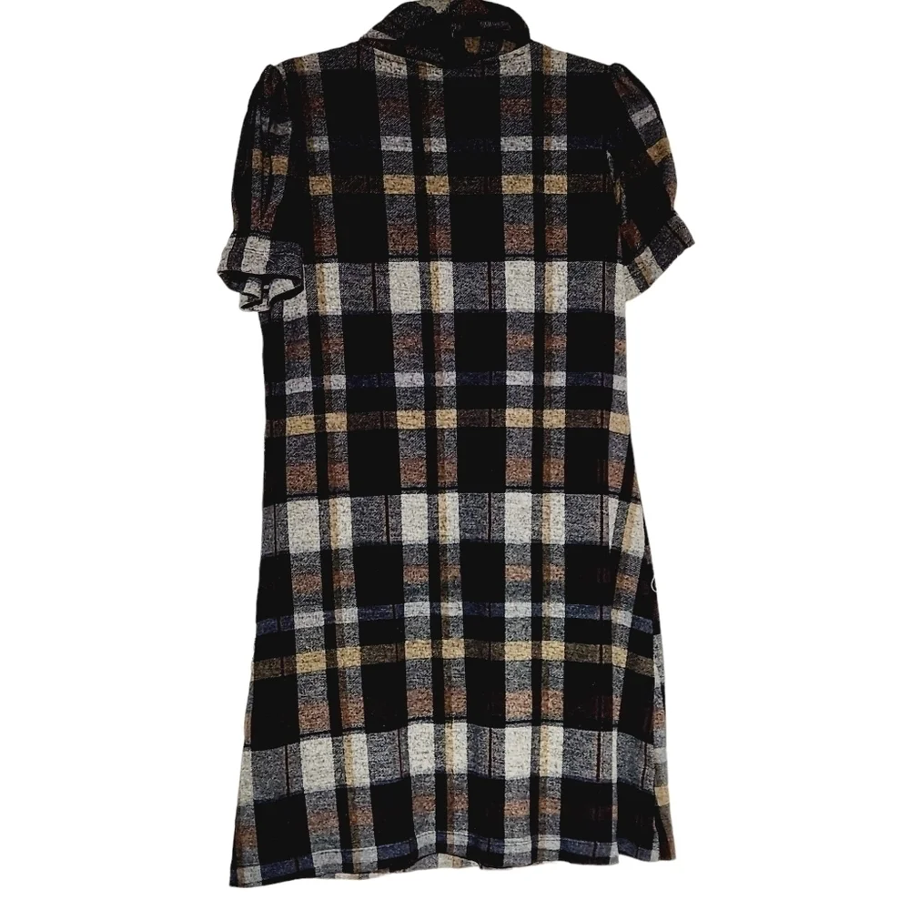 𝅺LA Nouvelle Renaissancela Brown Plaid Print Cowl Neck Sweater Dress Size: M